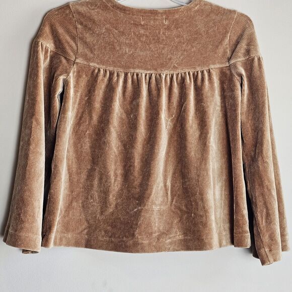 Madewell Texture & Thread Warm Hickory Corduroy Swing Top Sweater XS Soft Boxy - Picture 5 of 8